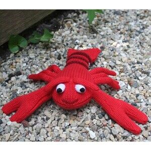 Zubels Soft Red Larry The Lobster Plush Knit Stuffed Animal Toy 7” Baby Rattle